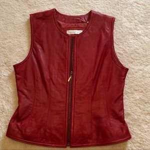 Leather vest red